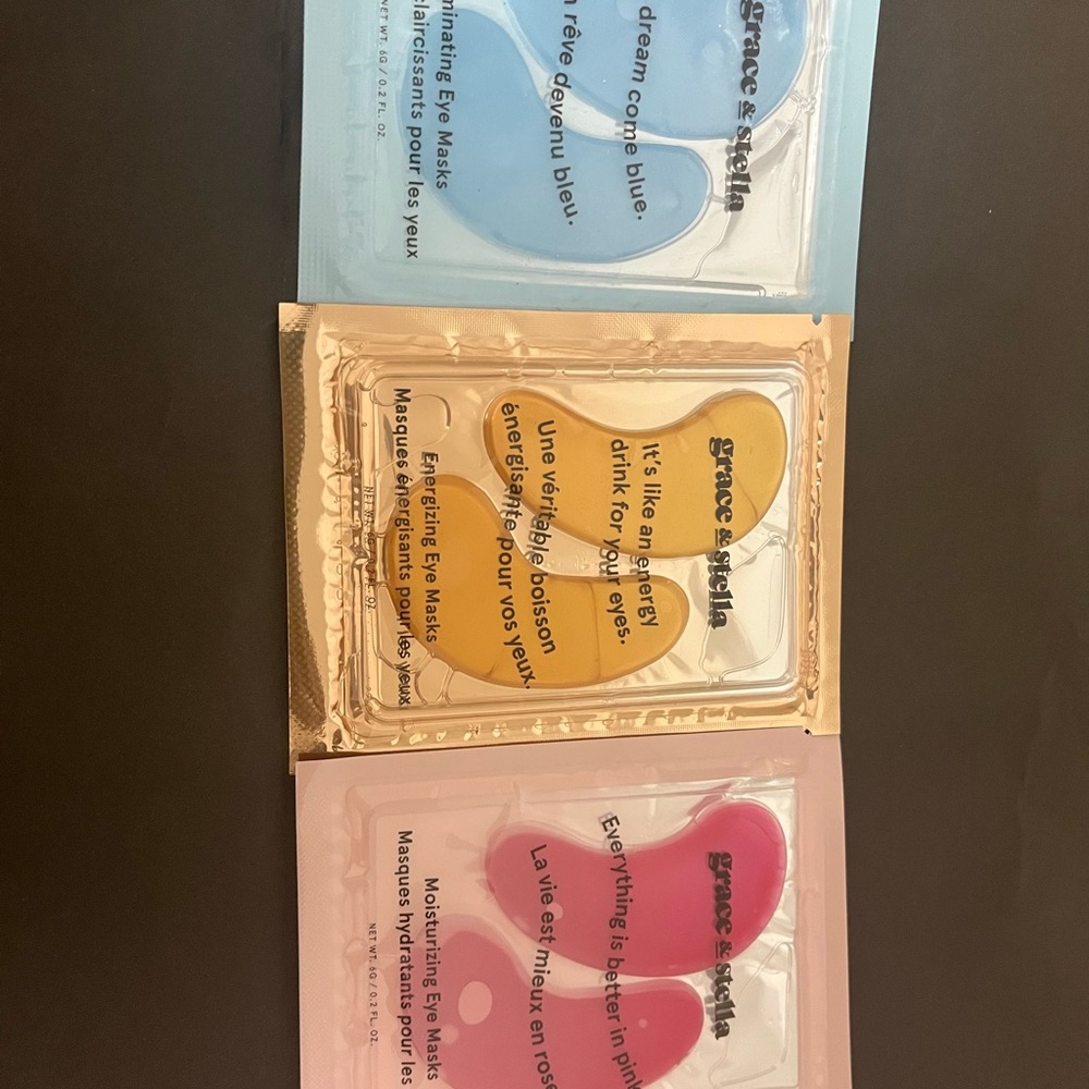 Grace & Stella Eye Mask Trio - Blue, Gold, Pink